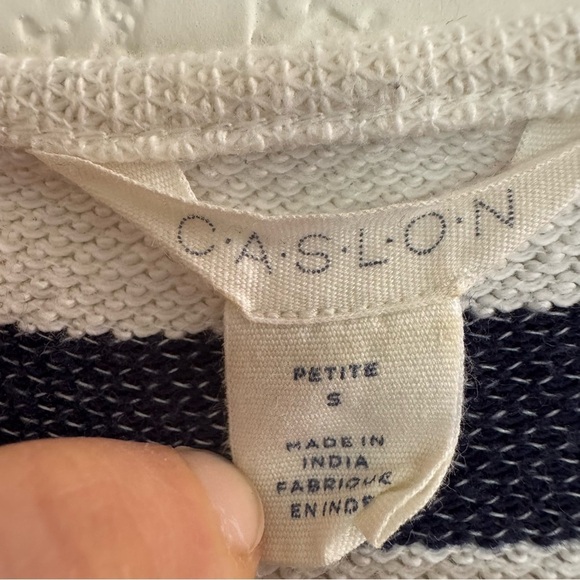 Caslon Blue White Striped Long Sleeve Top Bell Sleeve SP - Picture 6 of 7